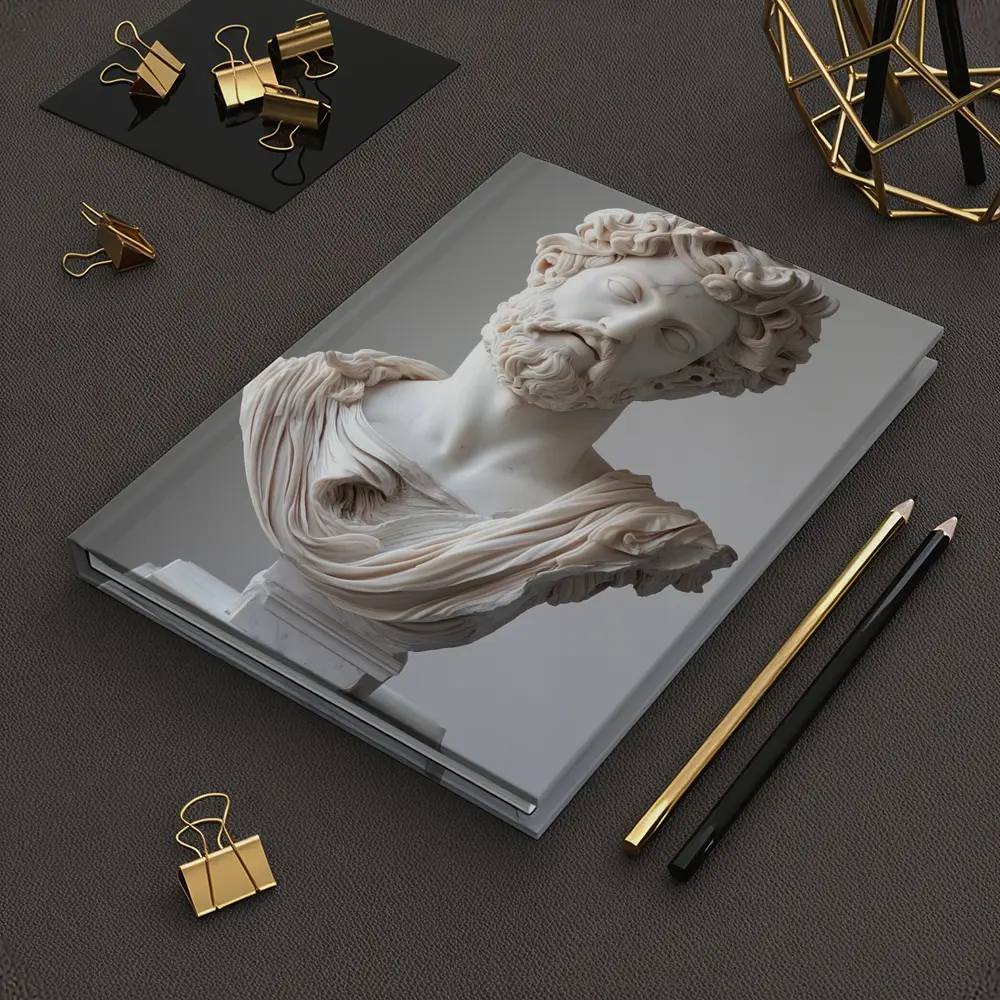 Marcus Aurelius Marble Bust Gray Background – Notebooks