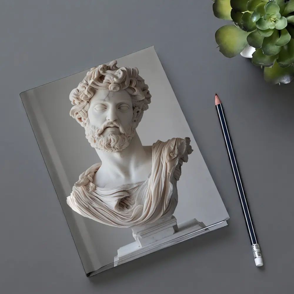 Marcus Aurelius Marble Bust Gray Background – Notebooks