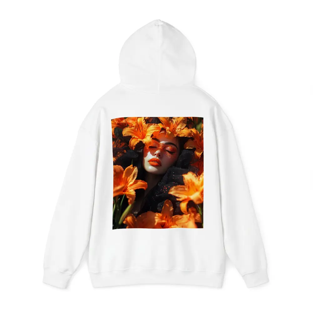 Woman Surrounded By Orange Lily Flowers – Hoodies