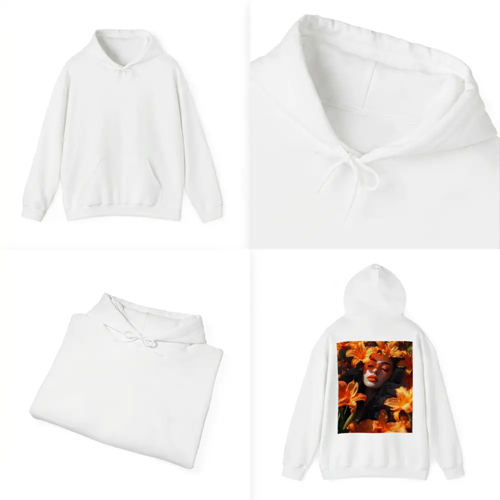 Woman Surrounded By Orange Lily Flowers – Hoodies