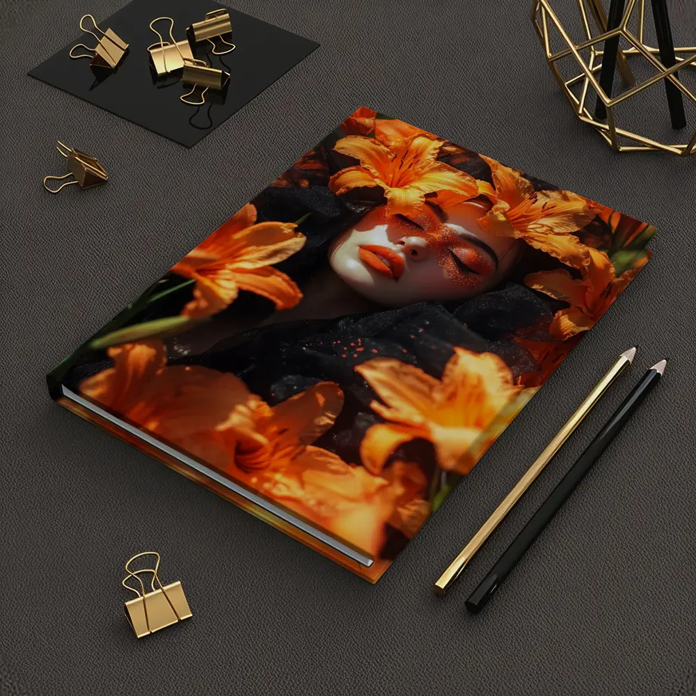 Woman Surrounded By Orange Lily Flowers – Notebooks