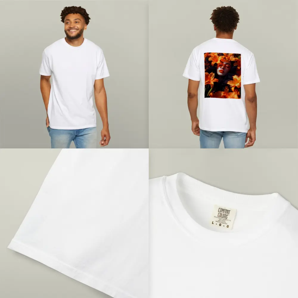 Woman Surrounded By Orange Lily Flowers – T-Shirts