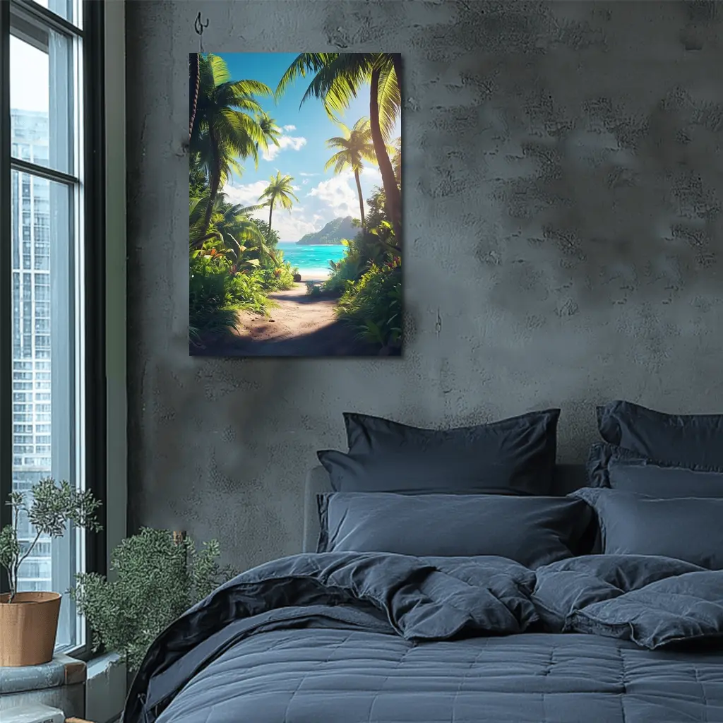 Tropical Beach Path Through Palm Trees – Wall Art