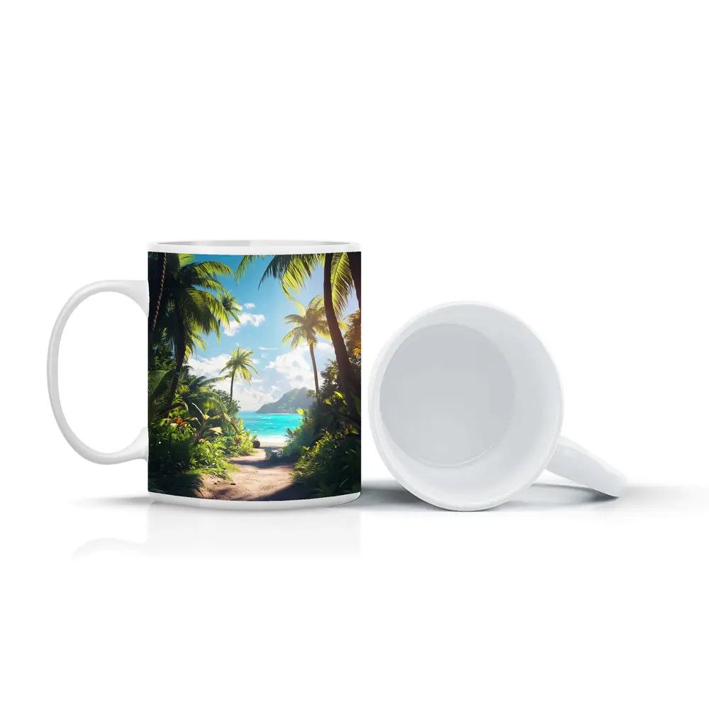 Tropical Beach Path Through Palm Trees – Mugs