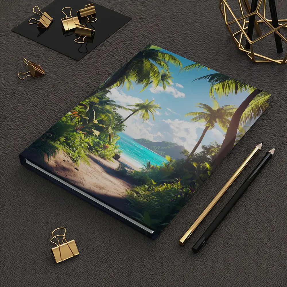 Tropical Beach Path Through Palm Trees – Notebooks