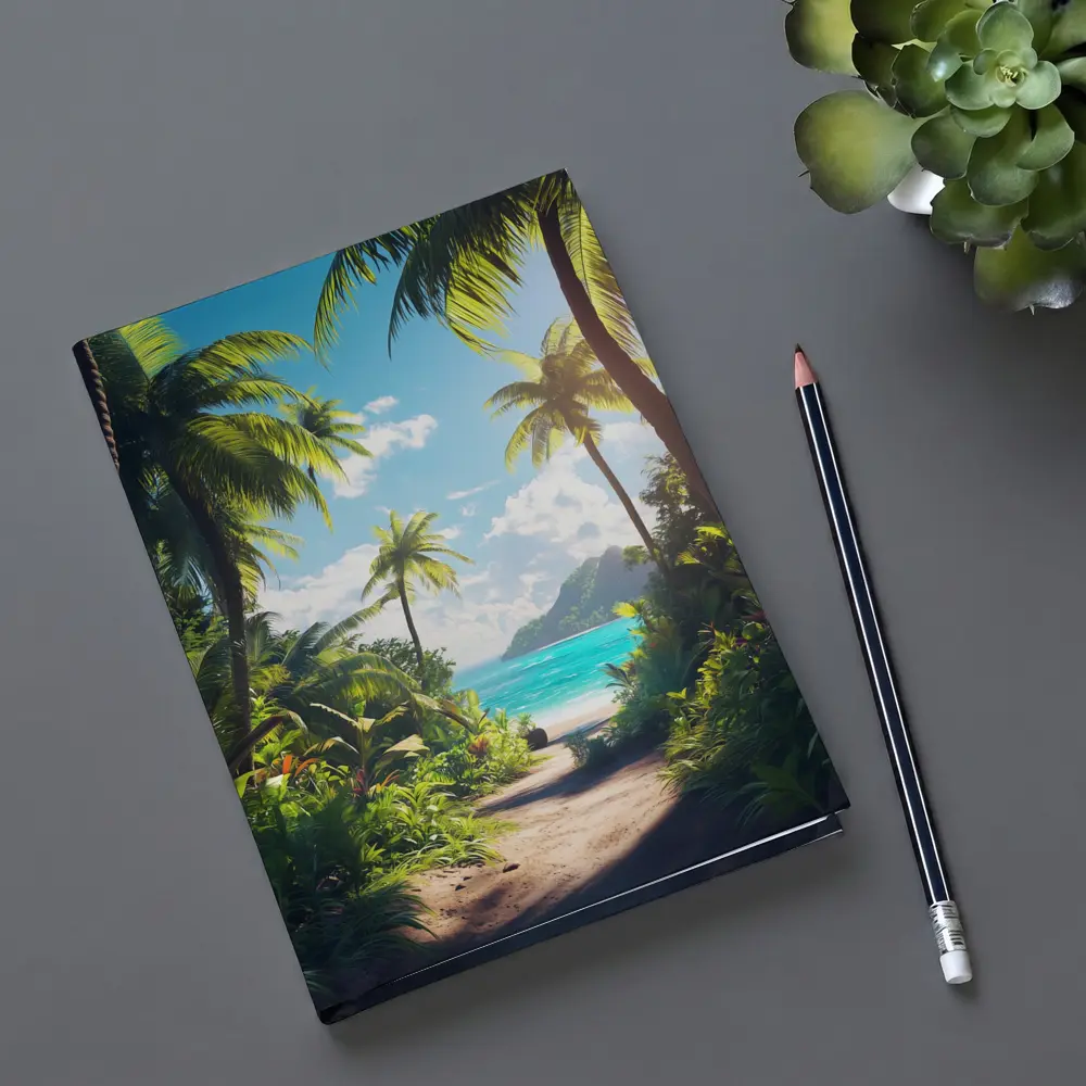 Tropical Beach Path Through Palm Trees – Notebooks