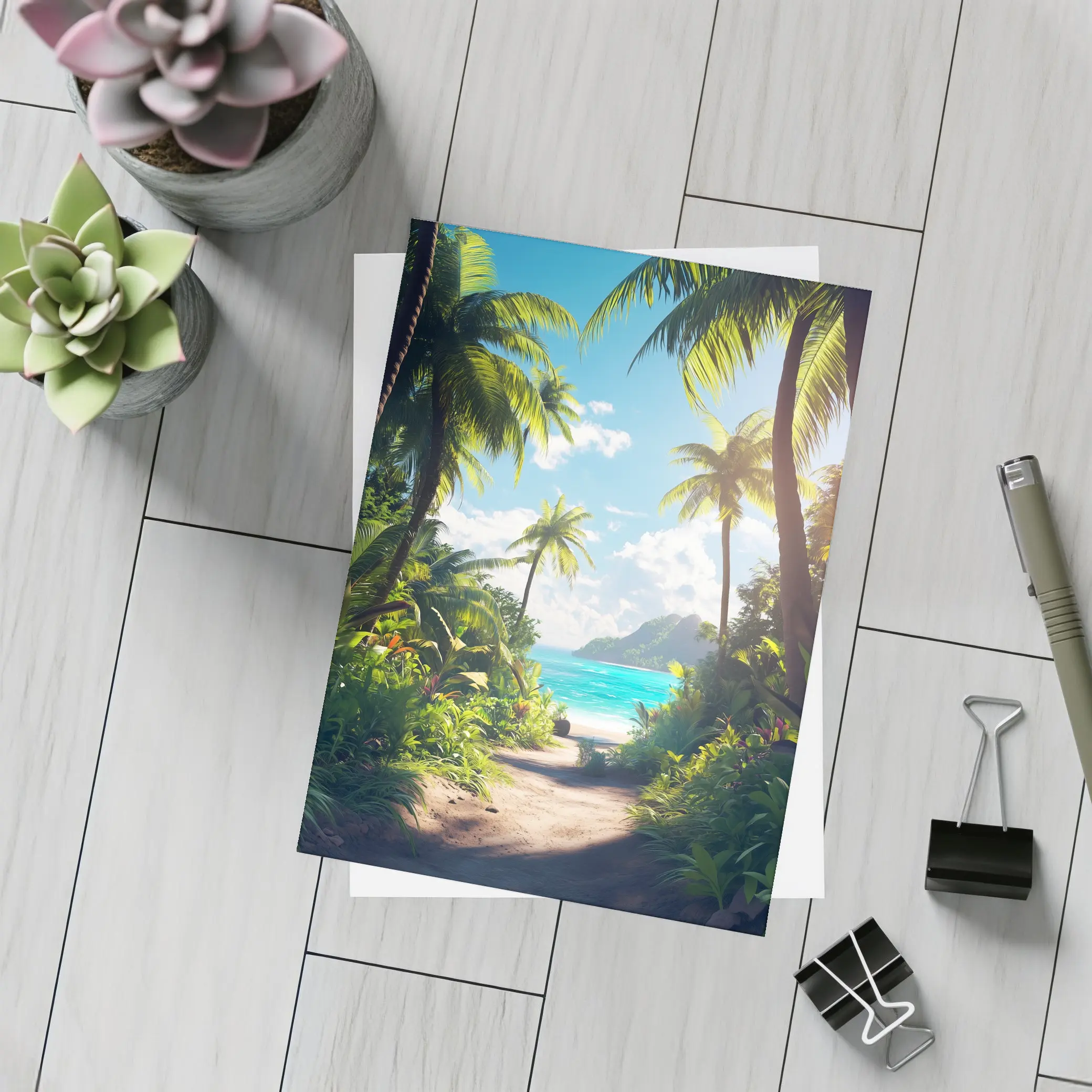 Tropical Beach Path Through Palm Trees – Postcards