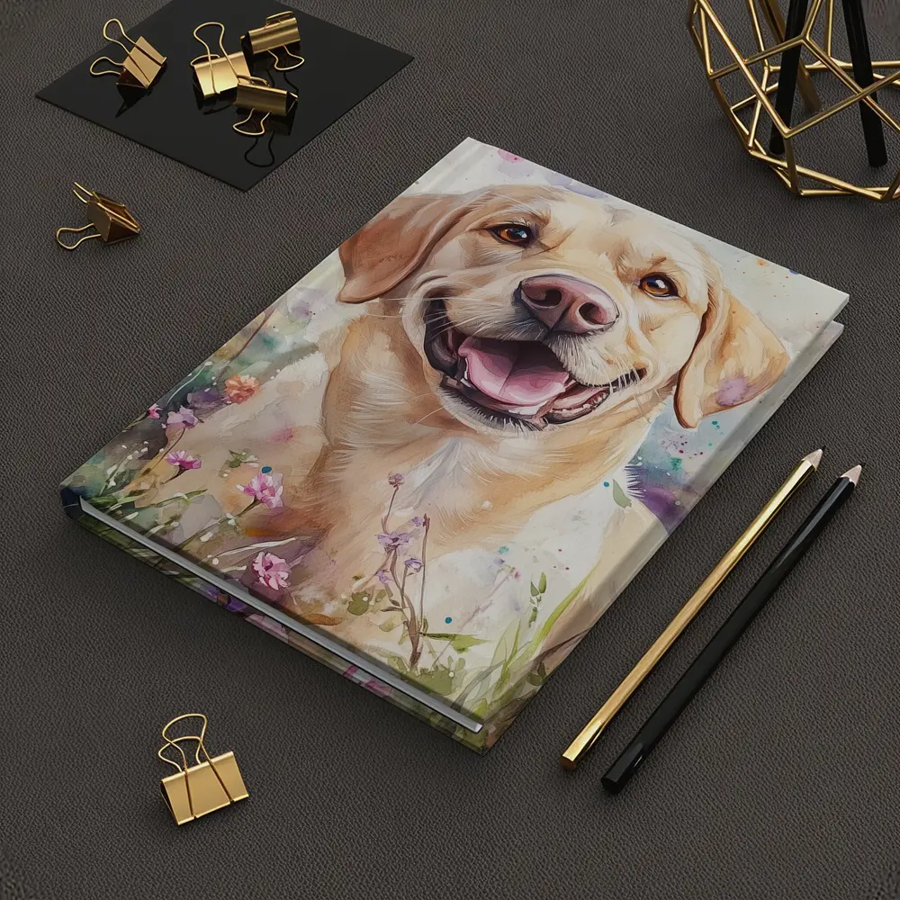 Yellow Labrador Retriever Watercolor Wildflower Field – Notebooks