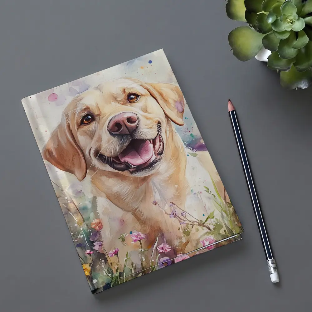 Yellow Labrador Retriever Watercolor Wildflower Field – Notebooks