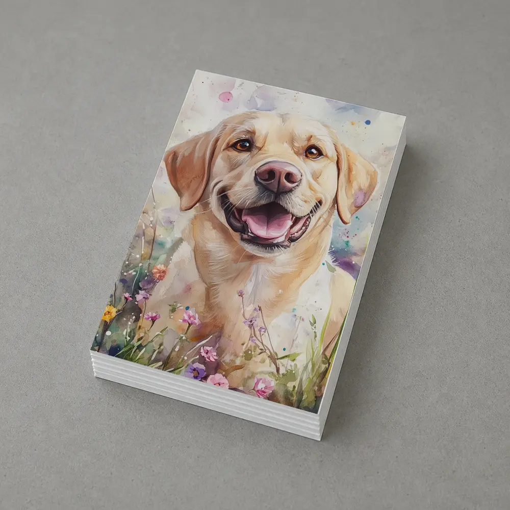 Yellow Labrador Retriever Watercolor Wildflower Field – Postcards