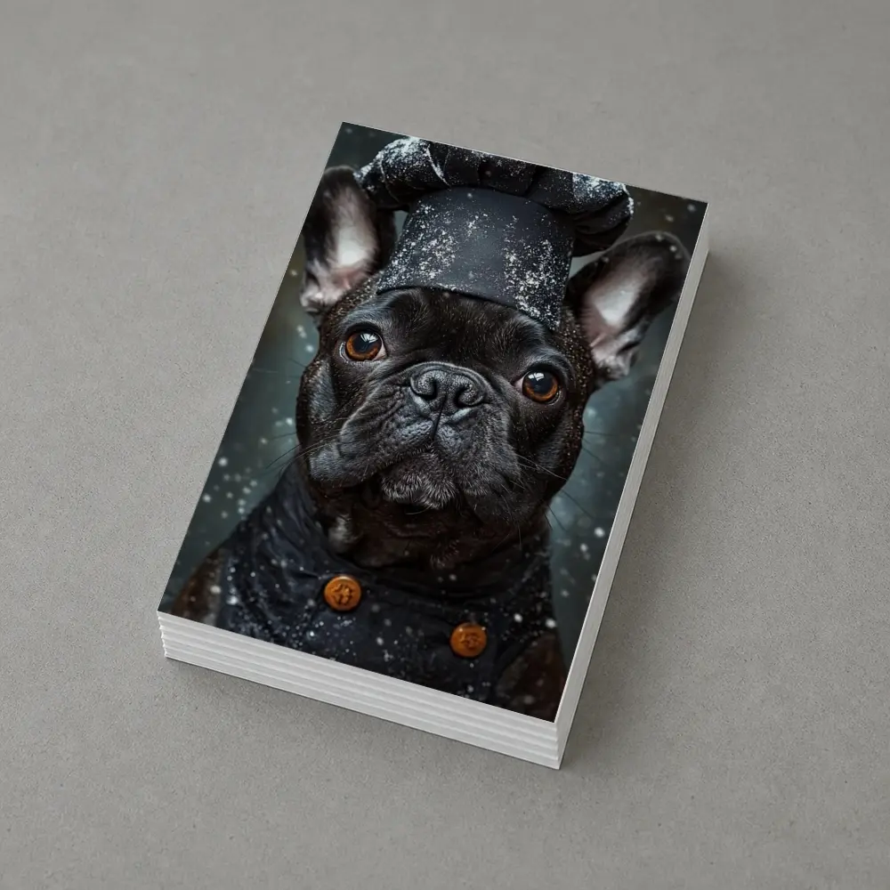 Black French Bulldog Chef Hat Dark Background – Postcards