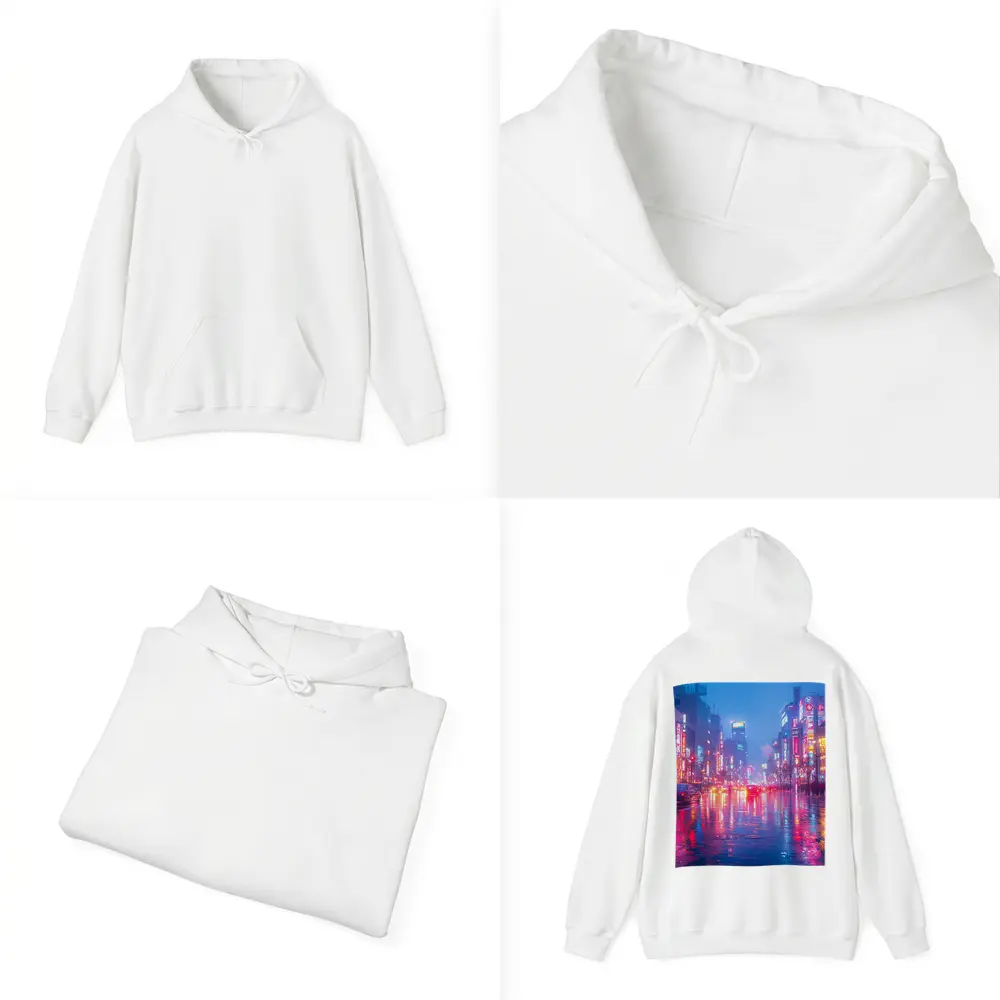 Tokyo Neon Rain Wet Street Night – Hoodies