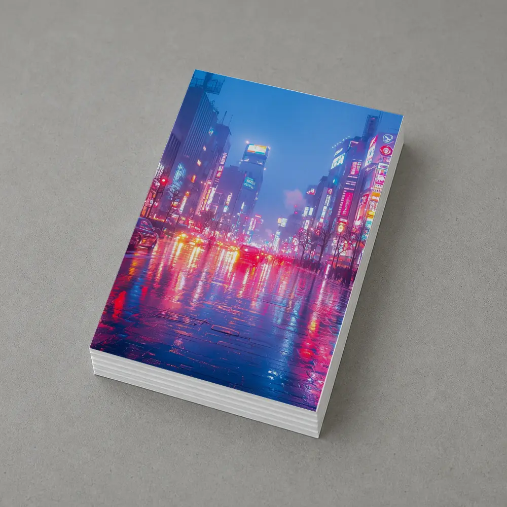 Tokyo Neon Rain Wet Street Night – Postcards