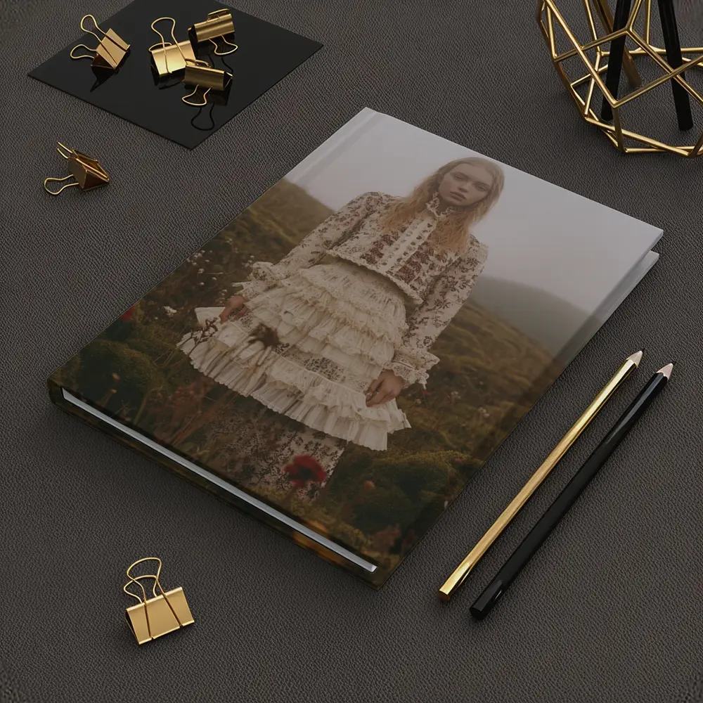 Boho Floral Dress Woman Misty Highland Field – Notebooks