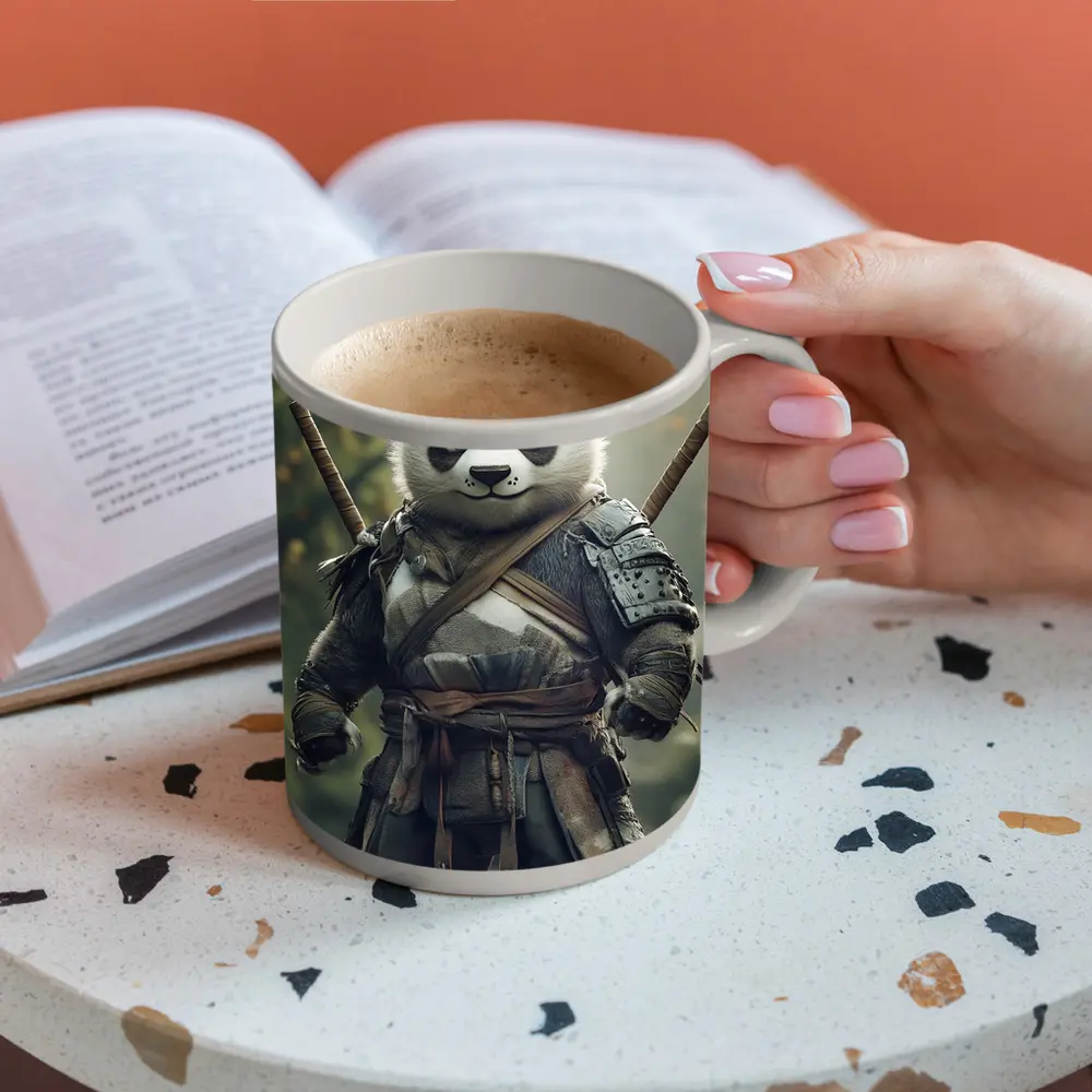Warrior Panda Samurai In Forest Setting – Mugs
