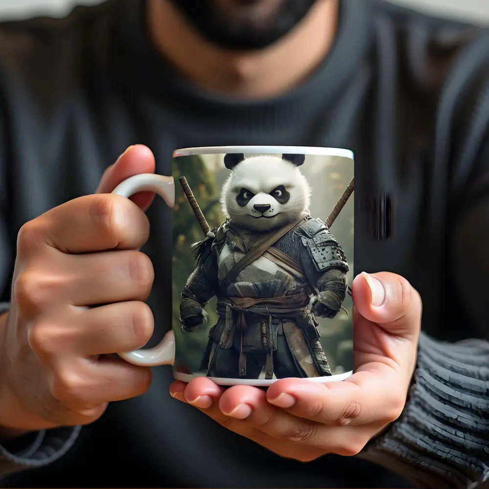 Warrior Panda Samurai In Forest Setting – Mugs