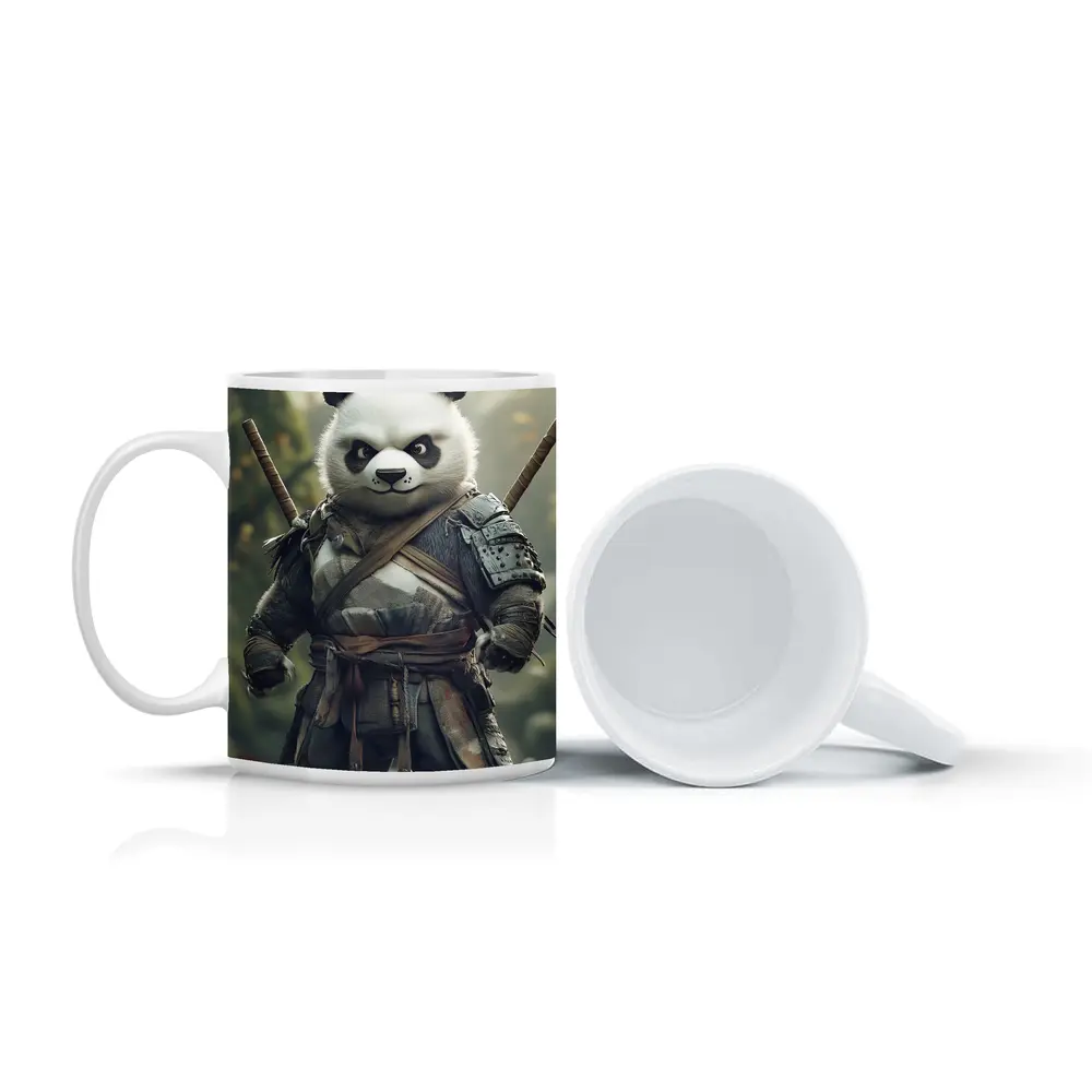 Warrior Panda Samurai In Forest Setting – Mugs