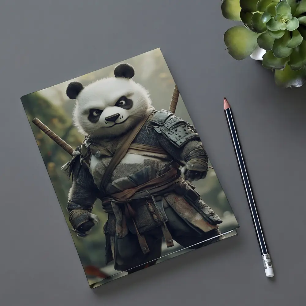 Warrior Panda Samurai In Forest Setting – Notebooks