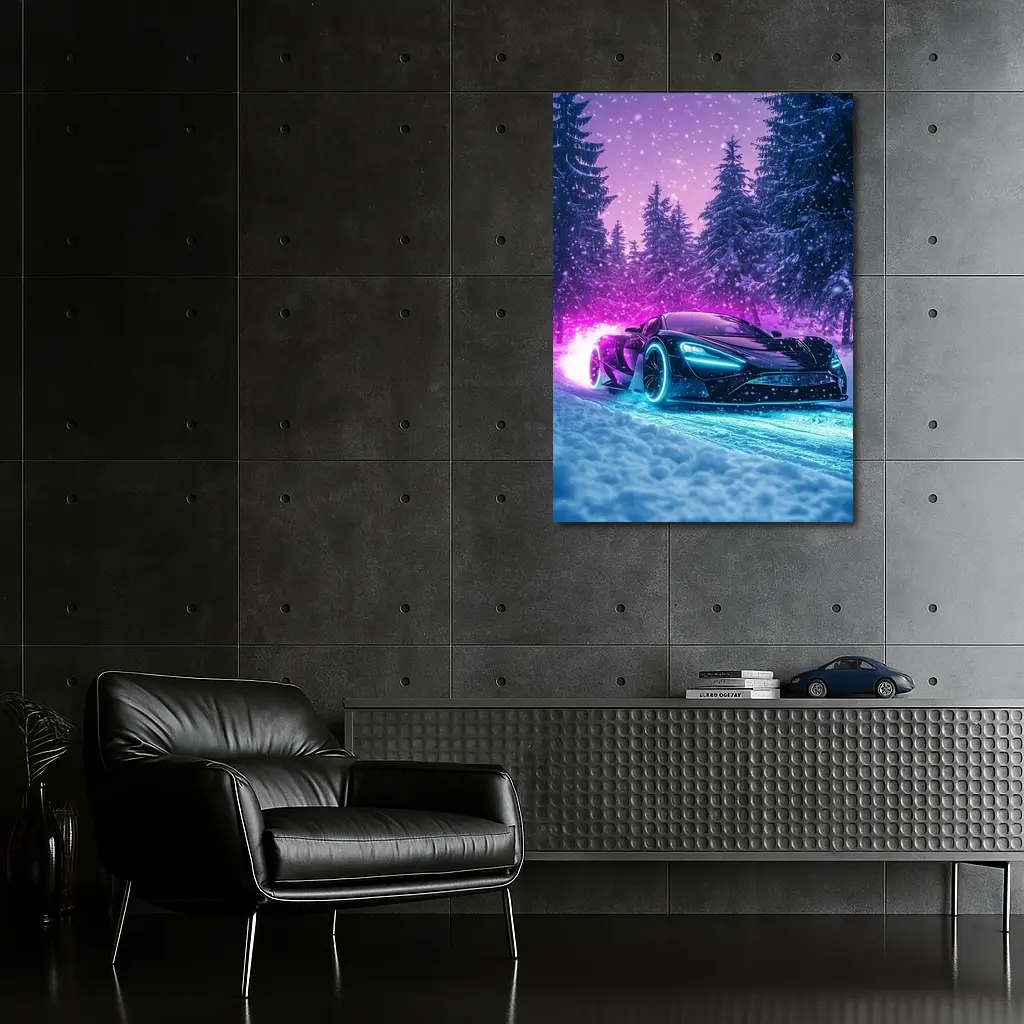 McLaren Senna Neon Glow Snowy Forest – Wall Art