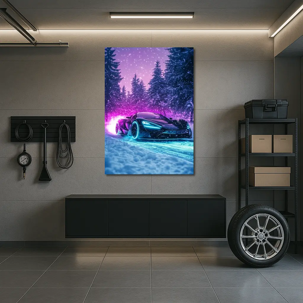 McLaren Senna Neon Glow Snowy Forest – Wall Art