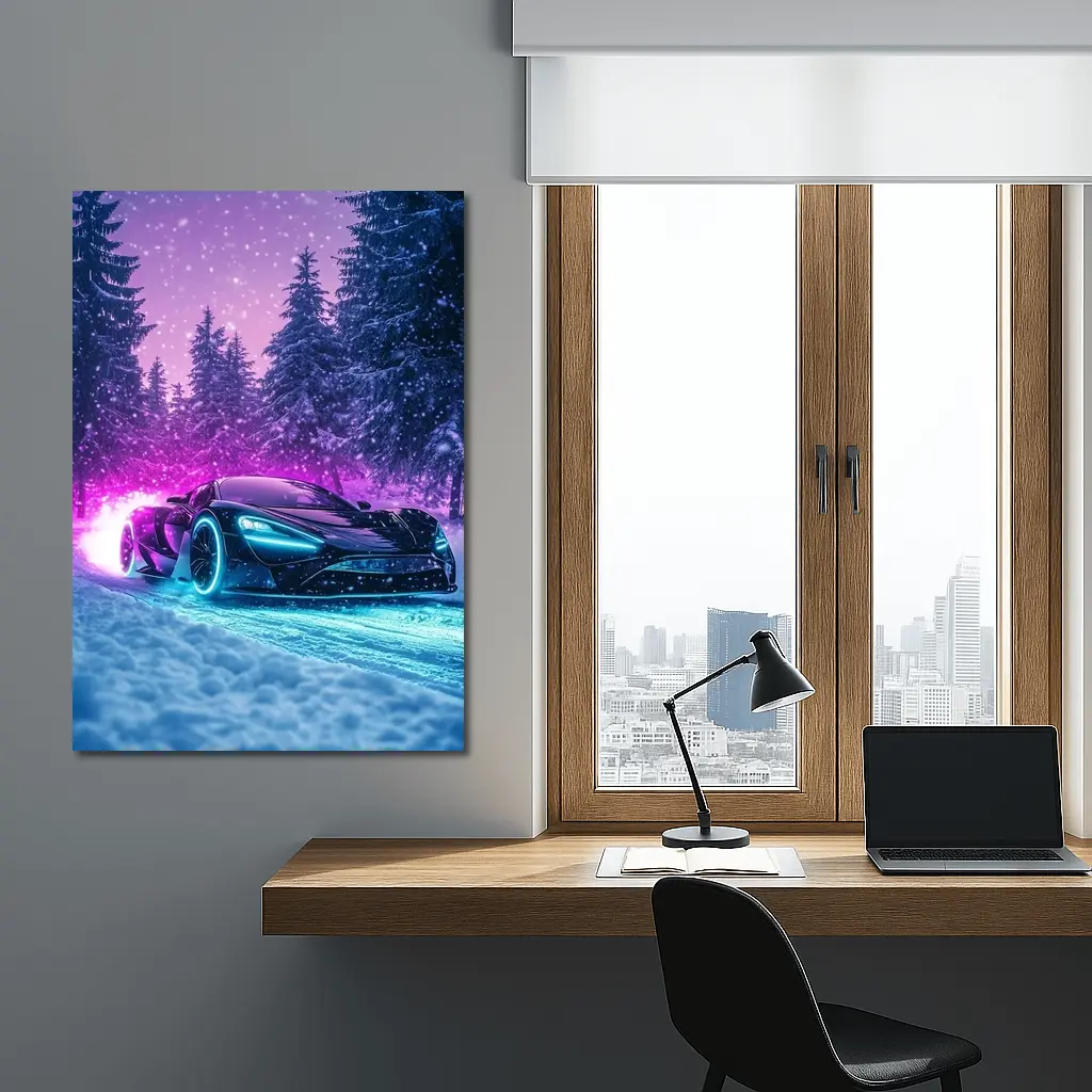 McLaren Senna Neon Glow Snowy Forest – Wall Art