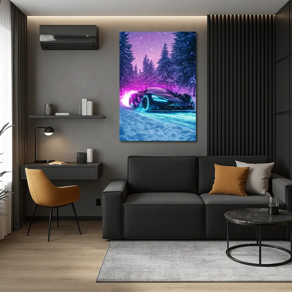 McLaren Senna Neon Glow Snowy Forest – Wall Art