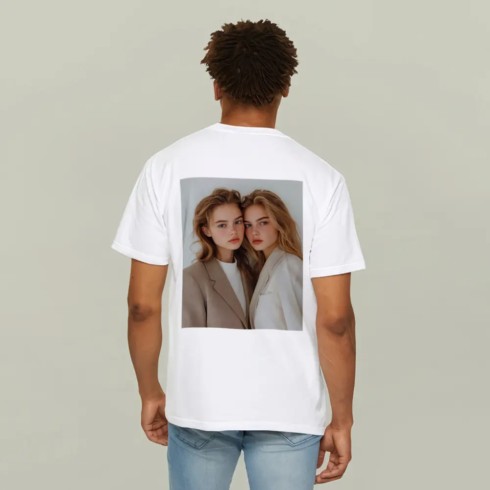 Two Young Women Beige Blazers White Background – T-Shirts