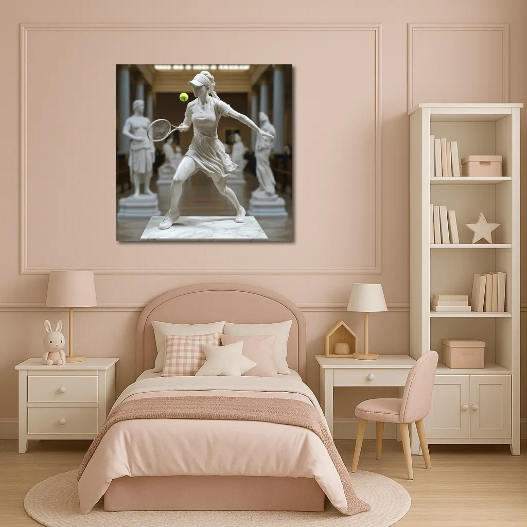 Marble Tennis Player Statue Museum Hall – Wall Art