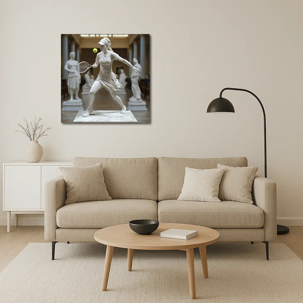 Marble Tennis Player Statue Museum Hall – Wall Art
