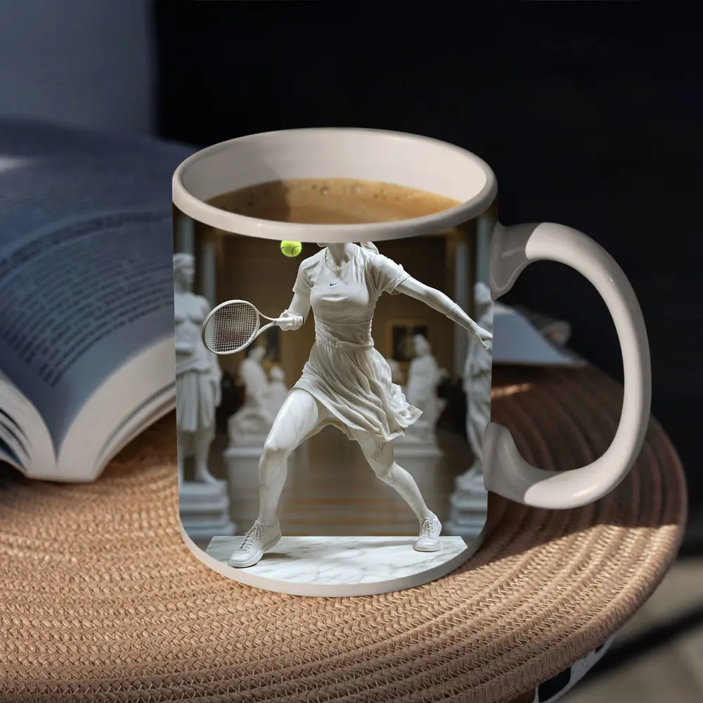 Marble Tennis Player Statue Museum Hall – Mugs