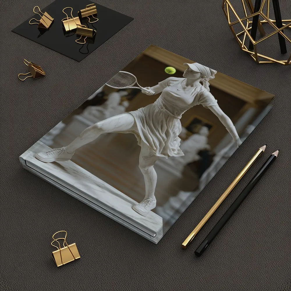 Marble Tennis Player Statue Museum Hall – Notebooks