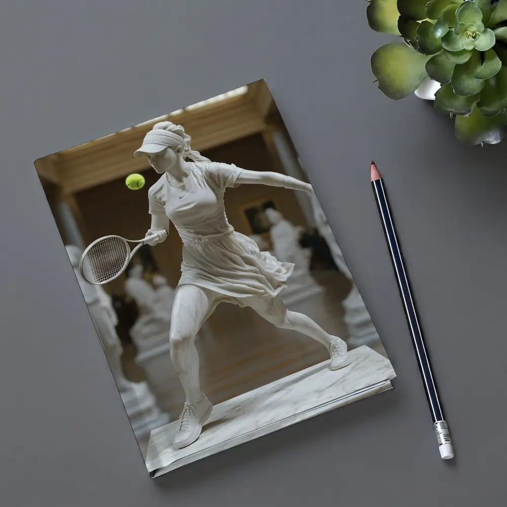 Marble Tennis Player Statue Museum Hall – Notebooks