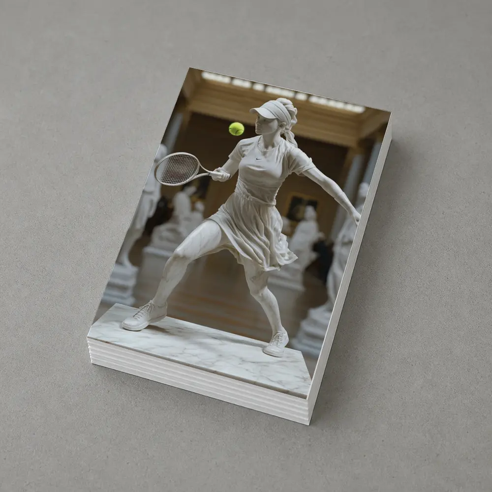 Marble Tennis Player Statue Museum Hall – Postcards