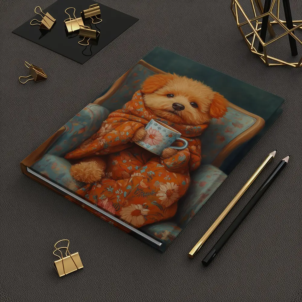 Fluffy Poodle Wrapped In Floral Blanket Chair – Notebooks
