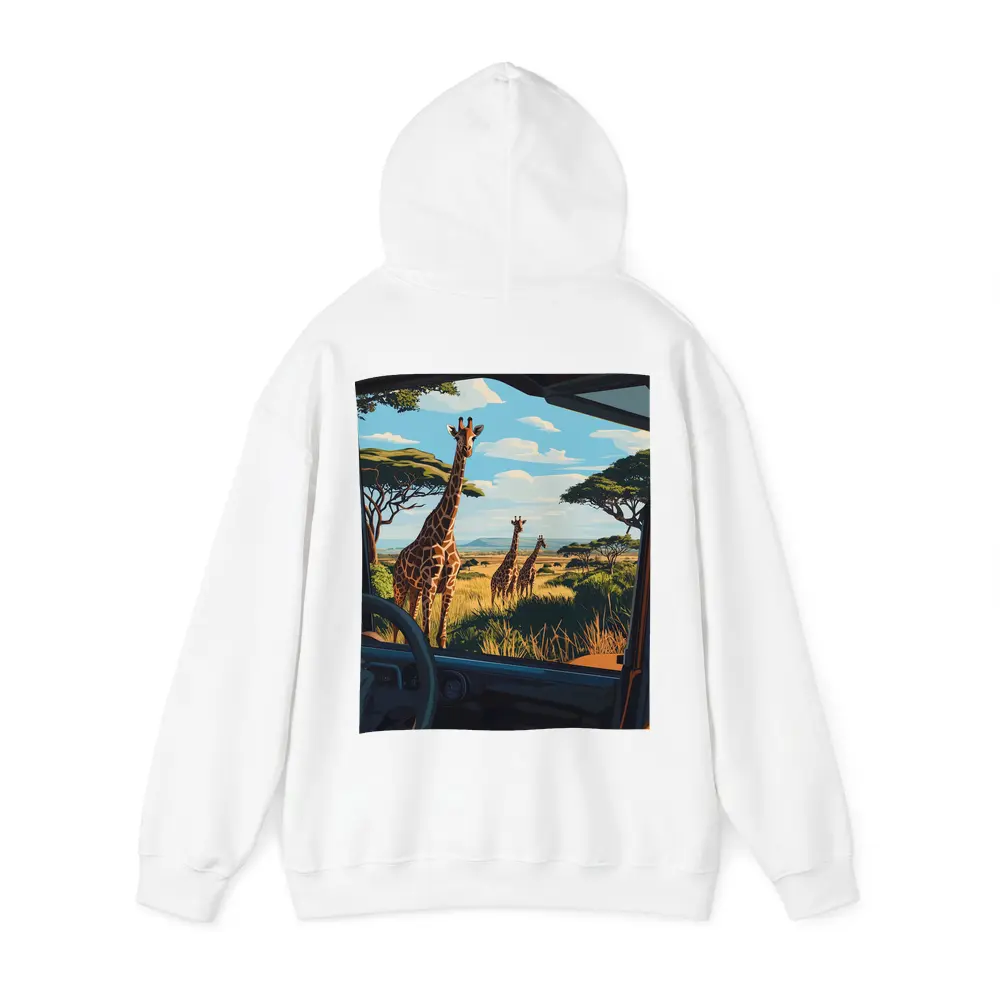 Giraffes Safari Savanna View From Jeep – Hoodies