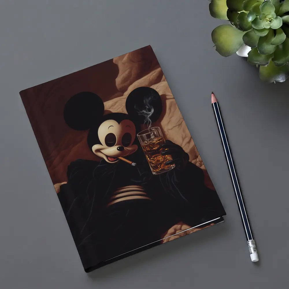 Mickey Mouse Smoking Cigar Whiskey Dark – Notebooks