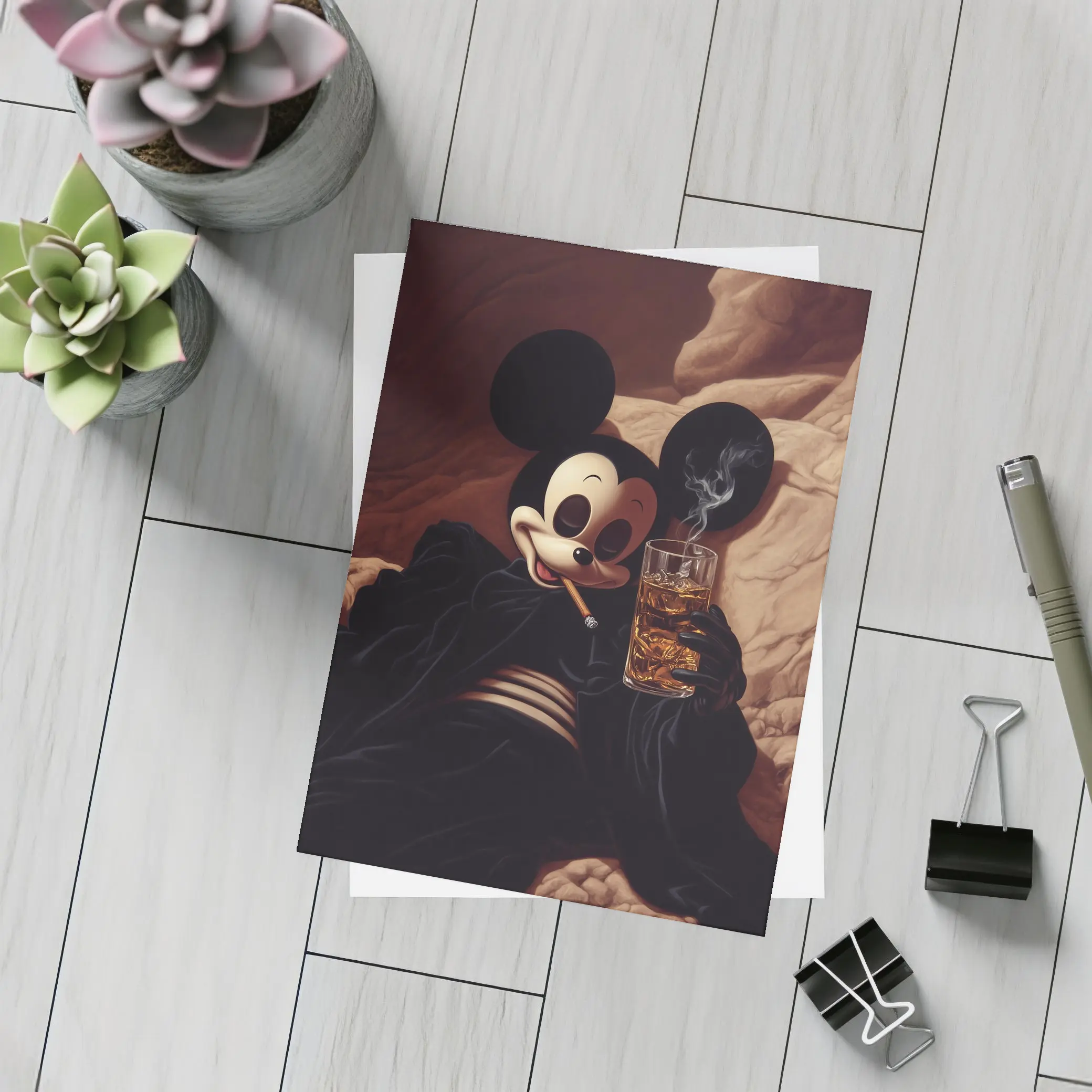 Mickey Mouse Smoking Cigar Whiskey Dark – Postcards