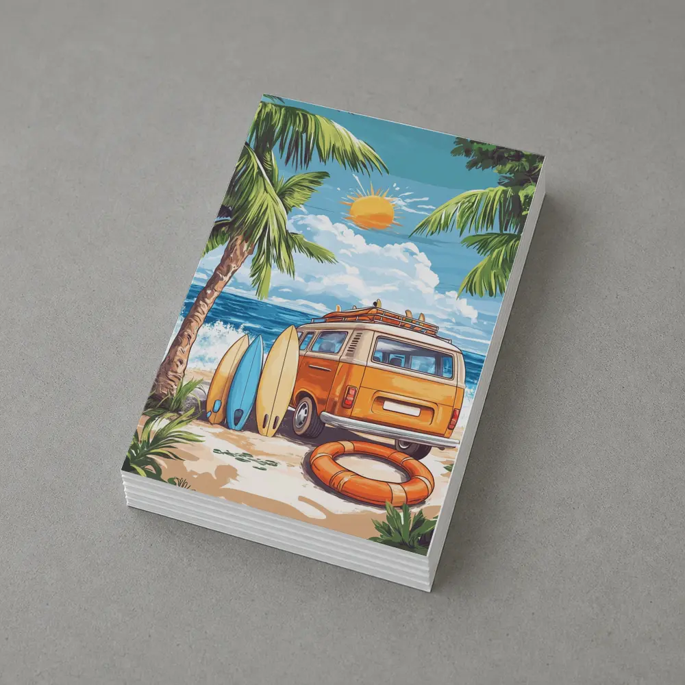Retro Van Surfboards Tropical Beach Summer – Postcards