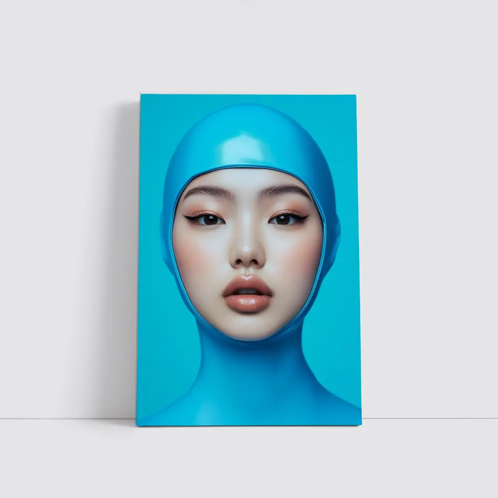 Asian Woman Blue Latex Hood Portrait – Wall Art