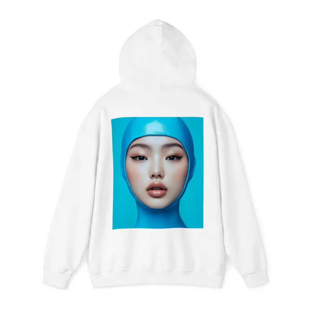 Asian Woman Blue Latex Hood Portrait – Hoodies