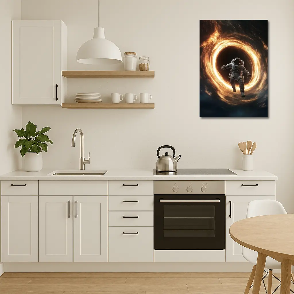 Astronaut Falling Into Glowing Black Hole – Wall Art