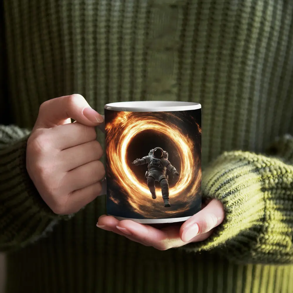 Astronaut Falling Into Glowing Black Hole – Mugs