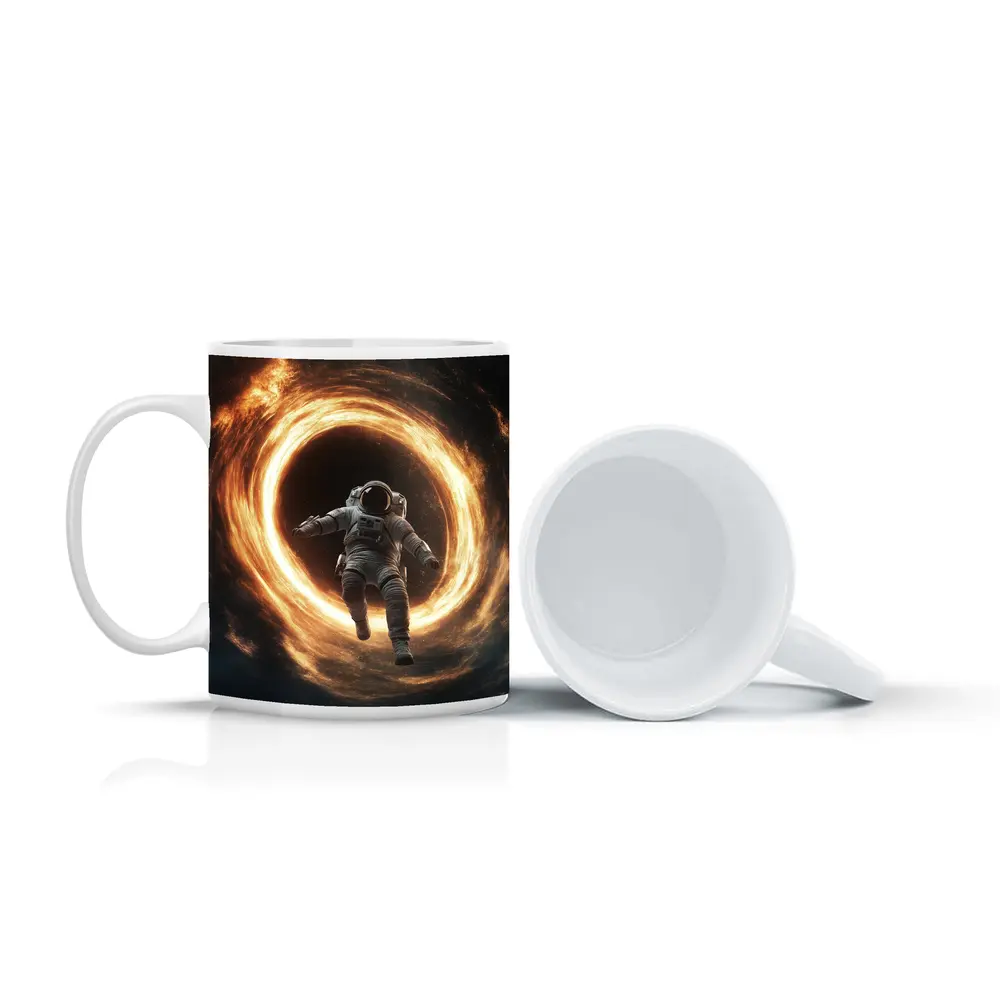 Astronaut Falling Into Glowing Black Hole – Mugs
