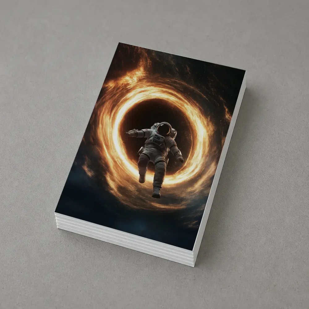 Astronaut Falling Into Glowing Black Hole – Postcards