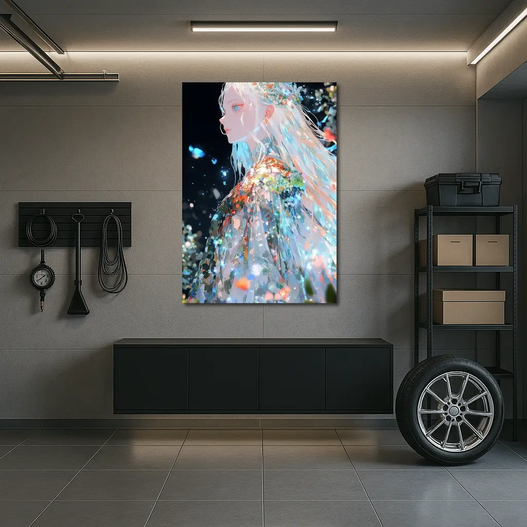 Anime Girl Floral Dress Dark Fantasy Art – Wall Art