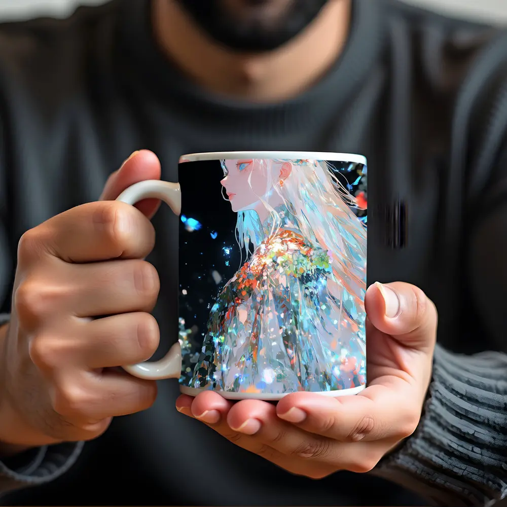 Anime Girl Floral Dress Dark Fantasy Art – Mugs