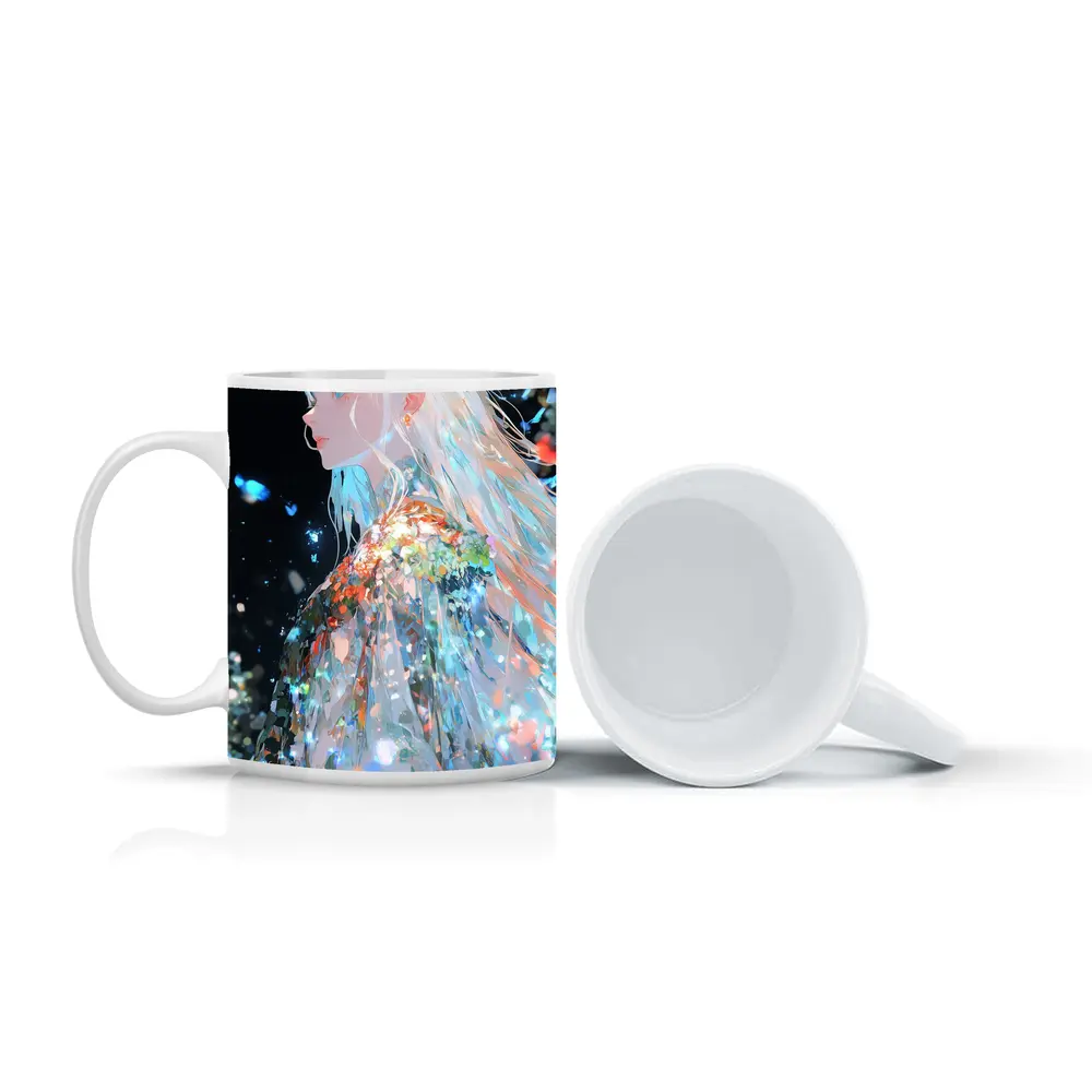 Anime Girl Floral Dress Dark Fantasy Art – Mugs