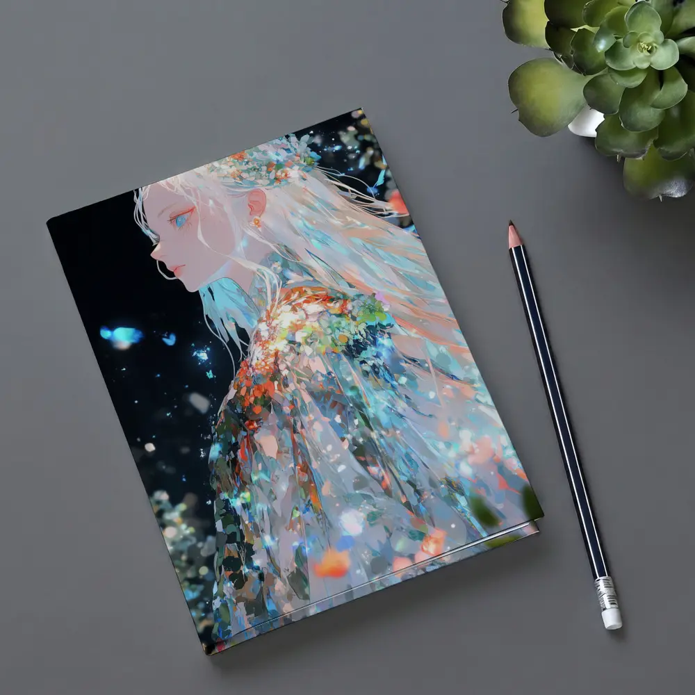 Anime Girl Floral Dress Dark Fantasy Art – Notebooks