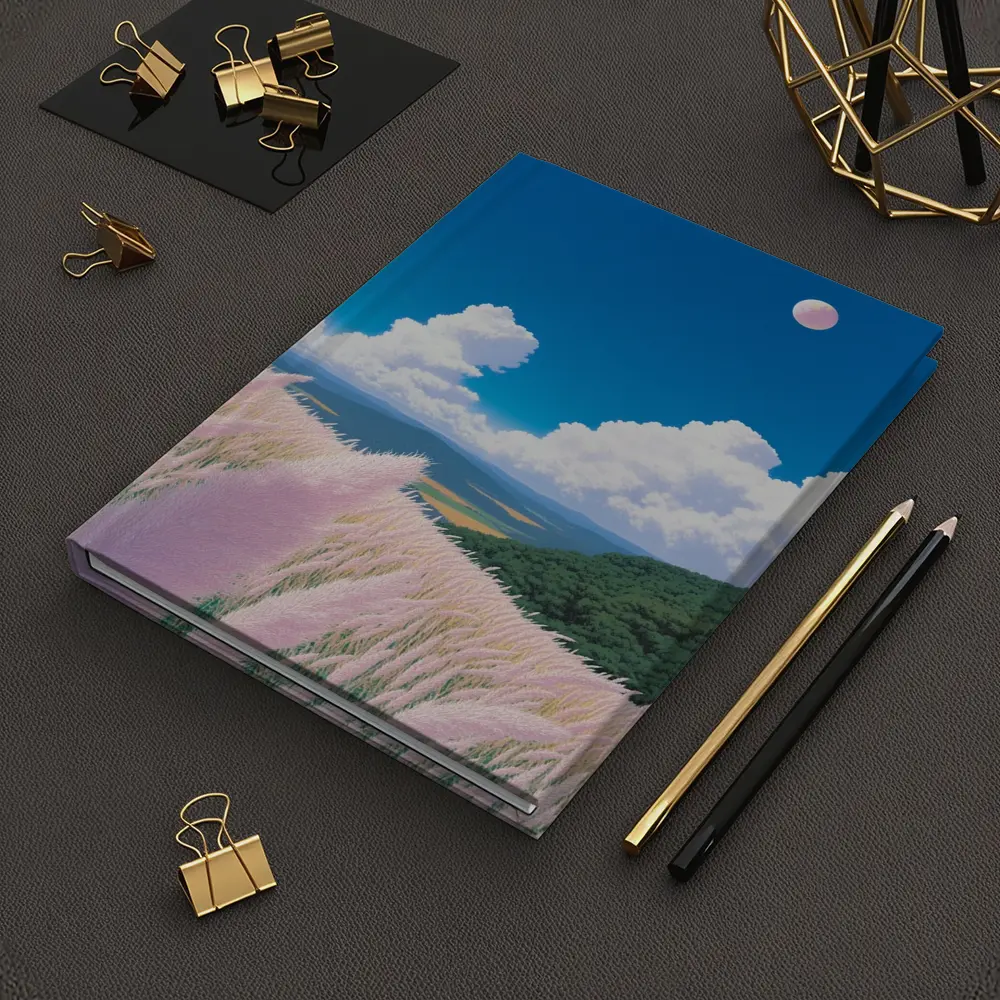 Anime Pink Grass Field Blue Sky – Notebooks