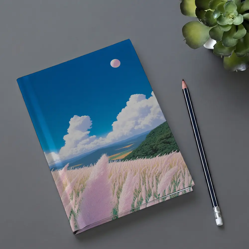 Anime Pink Grass Field Blue Sky – Notebooks